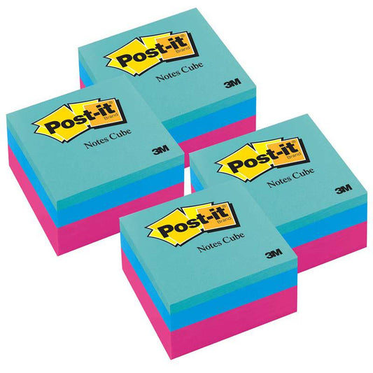 Notes Cube, Ultra Colors, 3" x 3", Pack of 4