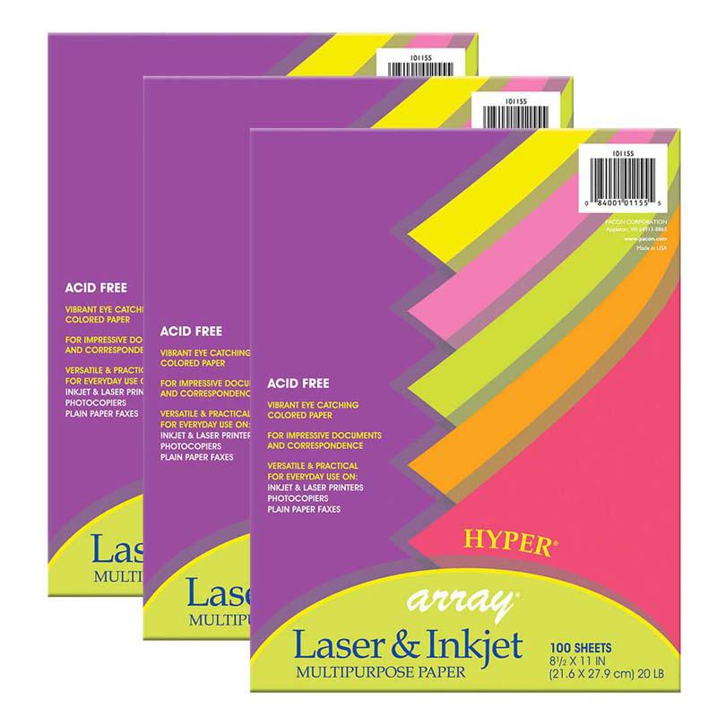 Hyper Multi-Purpose Paper, 5 20 lb., 8-1/2" x 11", 100 Sheets Per Pack, 3 Packs