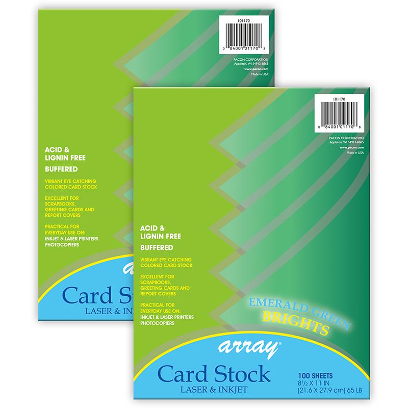 Card Stock, Emerald Green, 8-1/2" x 11", 100 Sheets Per Pack, 2 Packs