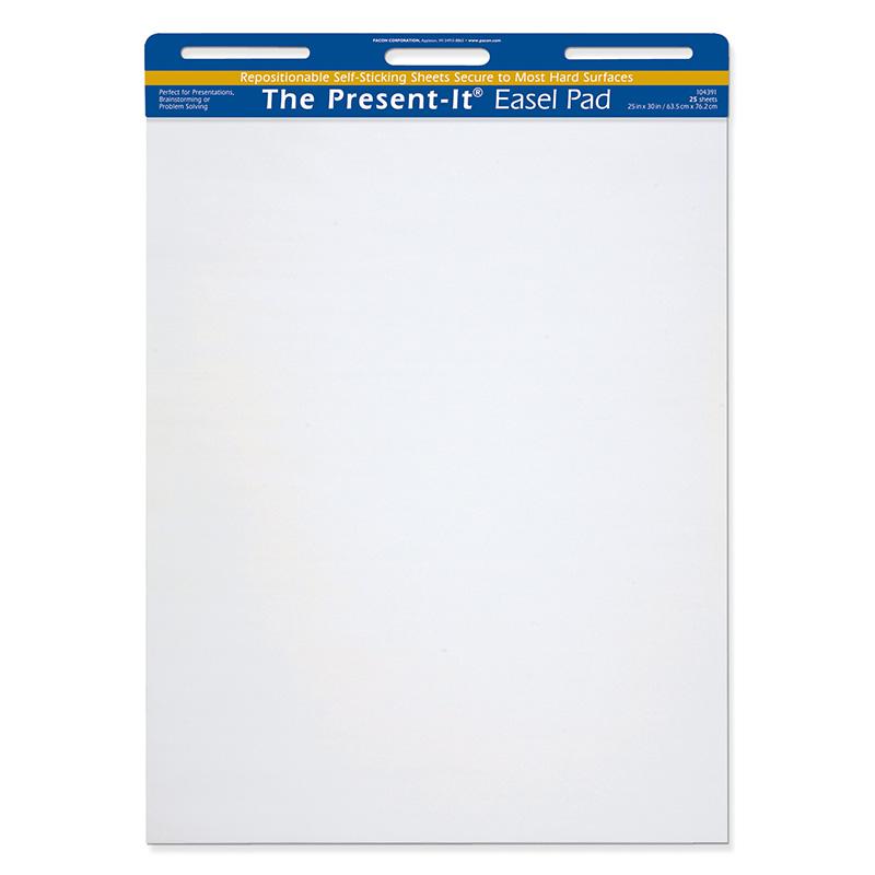 Easel Pad, Self-Adhesive, White, Unruled 25" x 30", 25 Sheets, Pack of 2