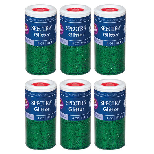 Glitter, Green, 4 oz. Per Jar, 6 Jars