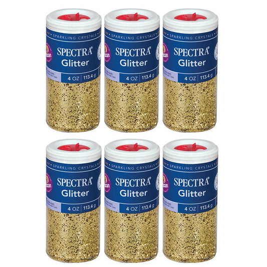 Glitter, Gold, 4 oz. Per Jar, 6 Jars