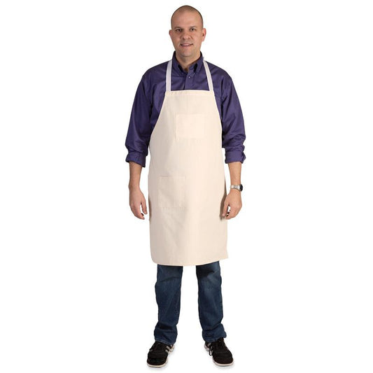 Full Length Adult Cotton Apron, Tan, 34" x 24", 1 Piece