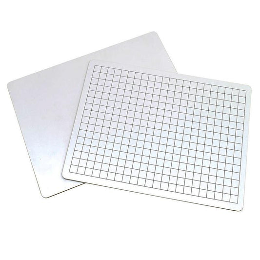 2-Sided Math Whiteboards, 1/2" Grid/Plain, Pack of 10