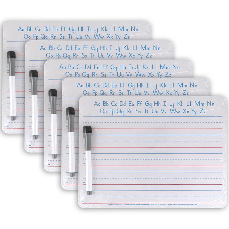 Handwriting Whiteboard Dry Erase Set, 2-Sided, Ruled/Plain, 5 Sets