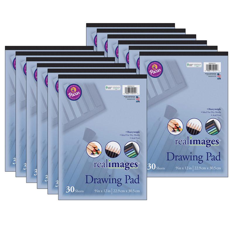 Drawing Pad, Heavyweight, 9" x 12", 30 Sheets, Pack of 12