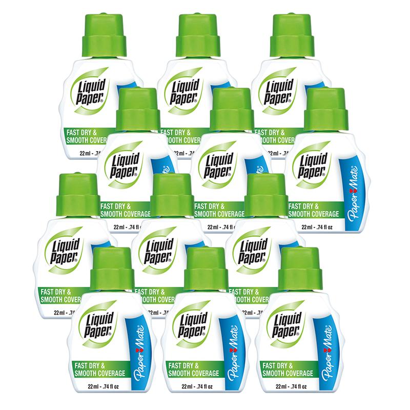 Liquid Paper Fast Dry & Smooth Coverage Correction Fluid, Pack of 12