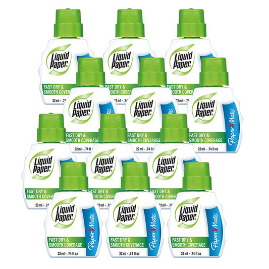 Liquid Paper Fast Dry & Smooth Coverage Correction Fluid, Pack of 12