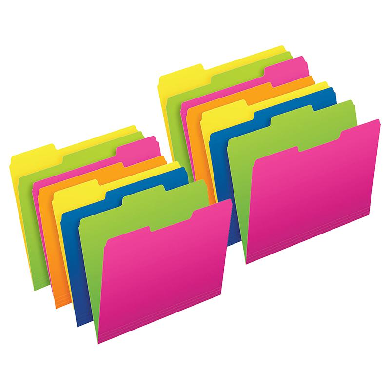 Twisted Glow File Folders, Letter Size, 1/3 Cut, 12 Per Pack, 2 Packs