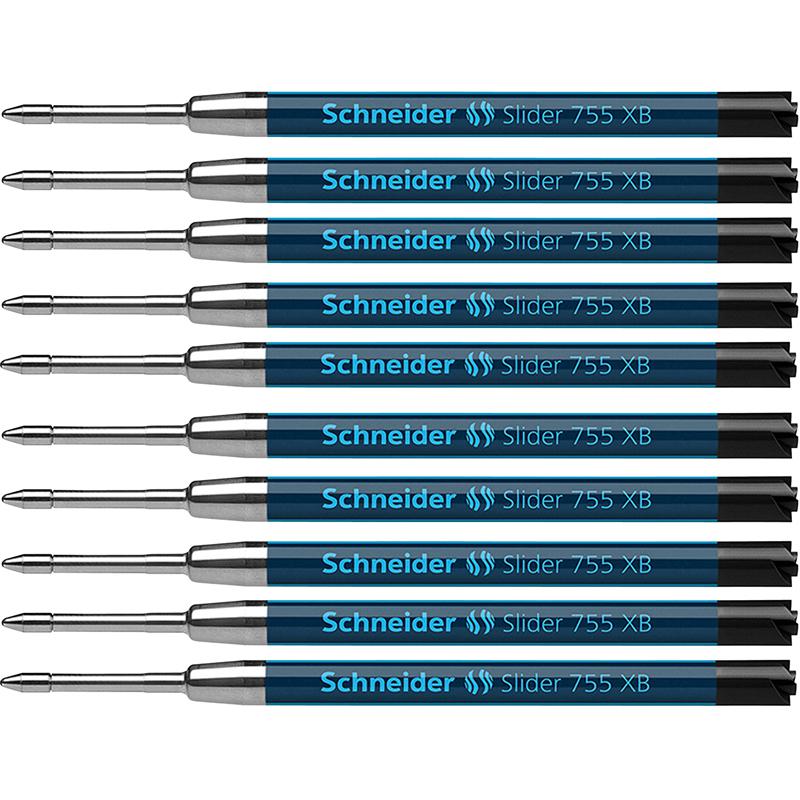 Slider 755 XB Ballpoint Pen Refill, Viscoglide Ink, Black, Pack of 10