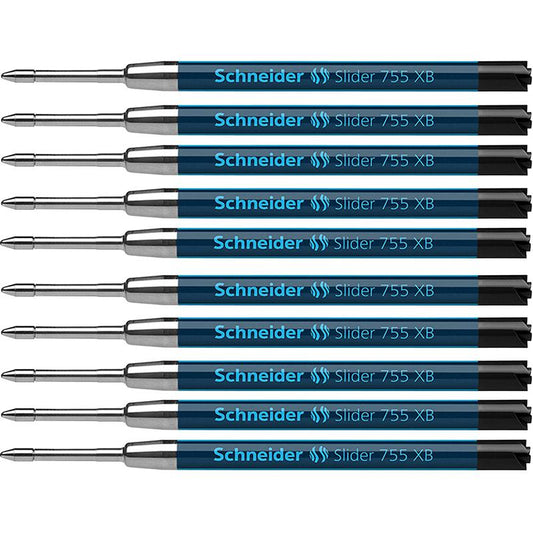 Slider 755 XB Ballpoint Pen Refill, Viscoglide Ink, Black, Pack of 10