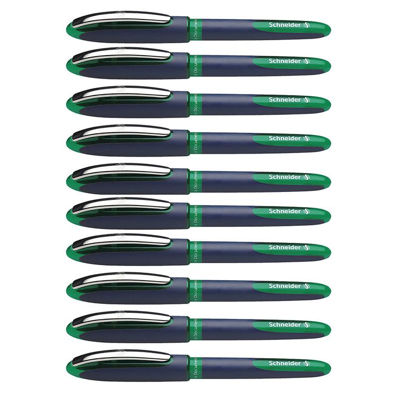 One Business Rollerball Pens, 0.6mm, Green, Pack of 10