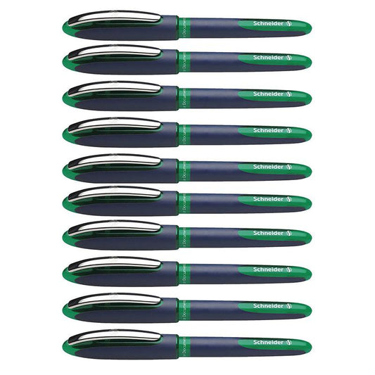 One Business Rollerball Pens, 0.6mm, Green, Pack of 10