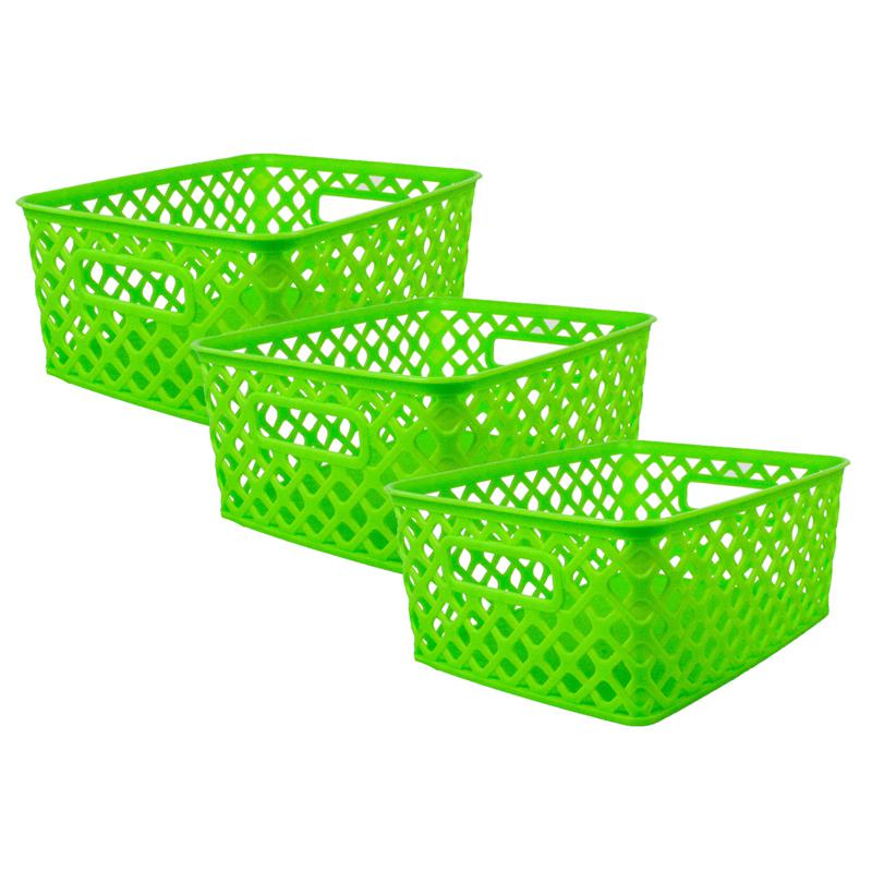 Woven Basket, Small, Lime, Pack of 3