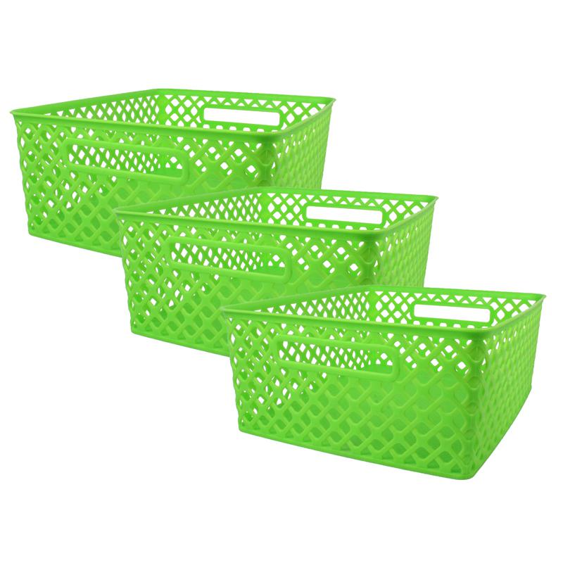 Woven Basket, Medium, Lime, Pack of 3