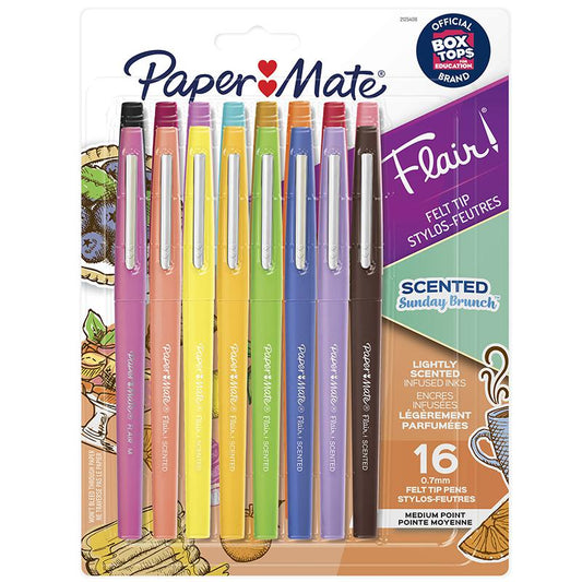 Flair Scented Felt Tip Pens, Assorted Sunday Brunch Scents, 16 Count