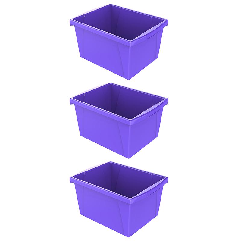 4 Gallon Storage Bin, Purple, Pack of 3