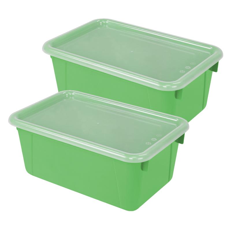 Small Cubby Bin, with Cover, Classroom Green, Pack of 2