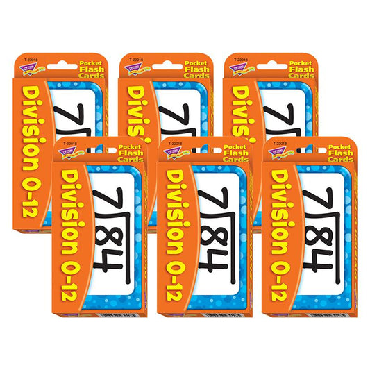 Division 0-12 Pocket Flash Cards, 6 Packs