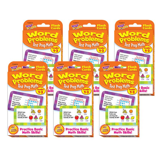 Word Problems Test Prep Math, Grades 1-3 Challenge Cards, 6 Packs