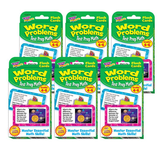 Word Problems Test Prep Math, Grades 4-6 Challenge Cards, 6 Packs