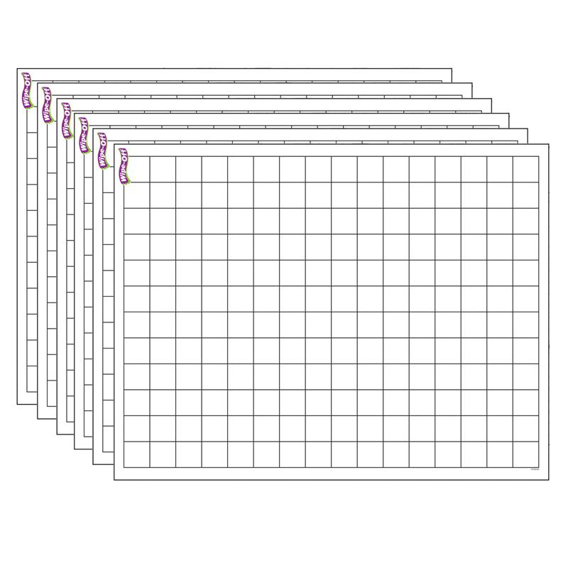 Graphing Grid (Small Squares) Wipe-Off Chart, 17" x 22", Pack of 6