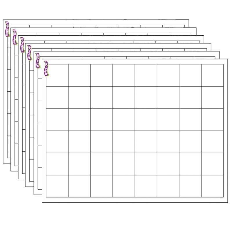 Graphing Grid (Large Squares) Wipe-Off Chart, 17" x 22", Pack of 6