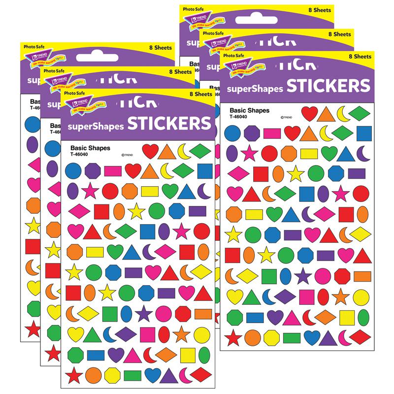 Basic Shapes superShapes Stickers, 800 Per Pack, 6 Packs