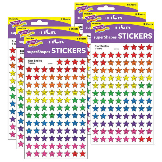 Star Smiles superShapes Stickers, 800 Per Pack, 6 Packs