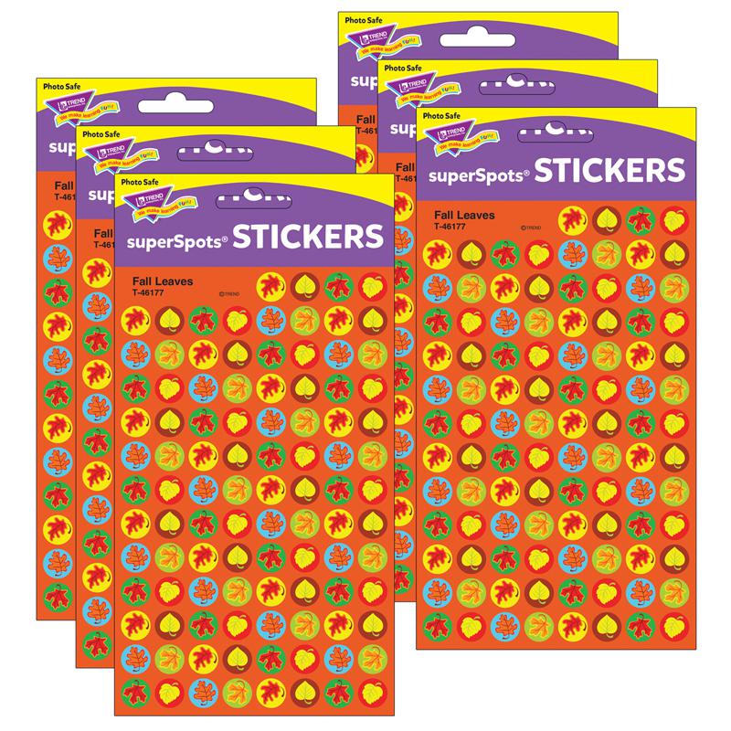 Fall Leaves superSpots Stickers, 800 Per Pack, 6 Packs