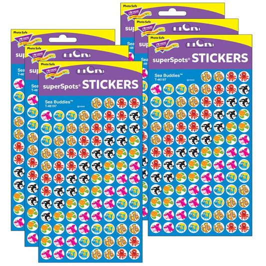 Sea Buddies superSpots Stickers, 800 Per Pack, 6 Packs