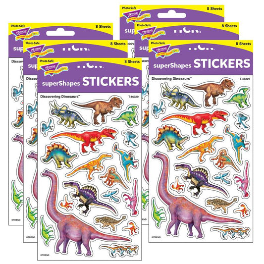 Discovering Dinosaurs superShapes Stickers-Large, 152 Per Pack, 6 Packs