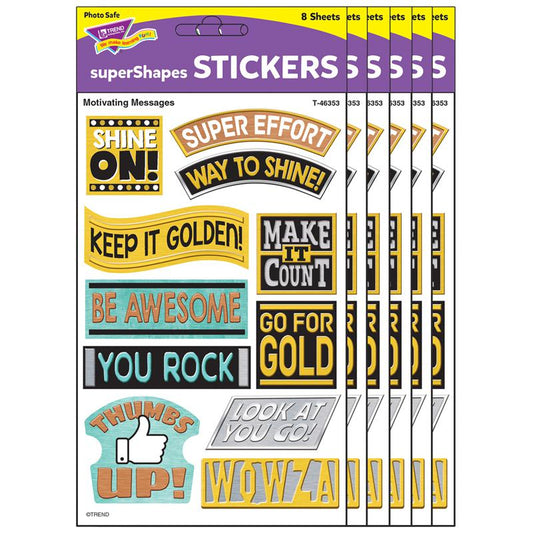 I Love Metal Motivating Messages superShapes Stickers, 88 Per Pack, 6 Packs