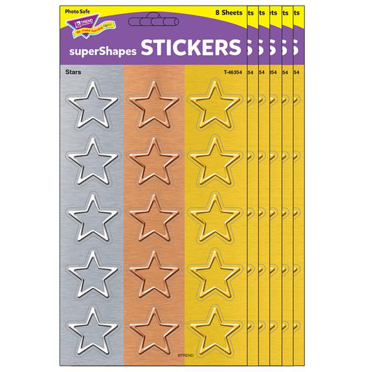 I Love Metal Stars superShapes Stickers - Large, 120 Per Pack, 6 Packs