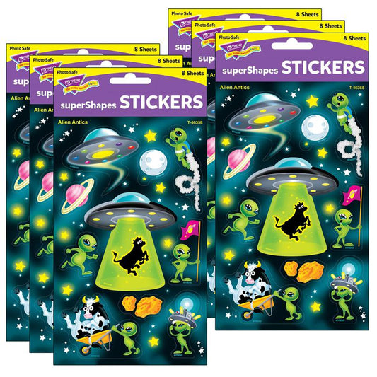 Alien Antics Large superShapes Stickers, 80 Per Pack, 6 Packs