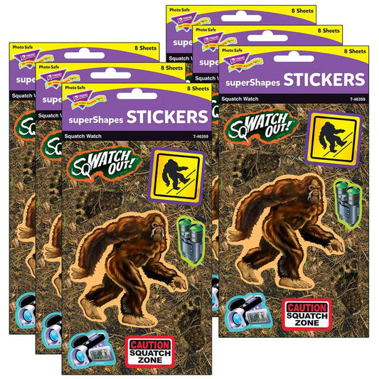 Squatch Watch Large superShapes Stickers, 64 Per Pack, 6 Packs