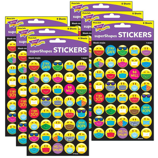 Mask-mojis Large superShapes Stickers, 320 Per Pack, 6 Packs