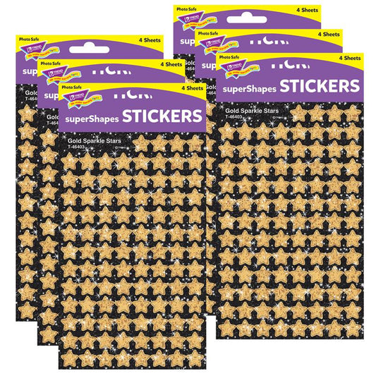 Gold Sparkle Stars superShapes Stickers-Sparkle, 400 Per Pack, 6 Packs