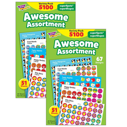 Awesome Assortment superSpots/superShapes Variety Pack, 5100 Per Pack, 2 Packs