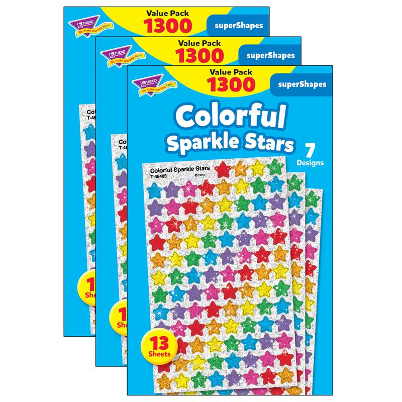 Colorful Sparkle Stars superShapes Value Pack, 1300 Per Pack, 3 Packs