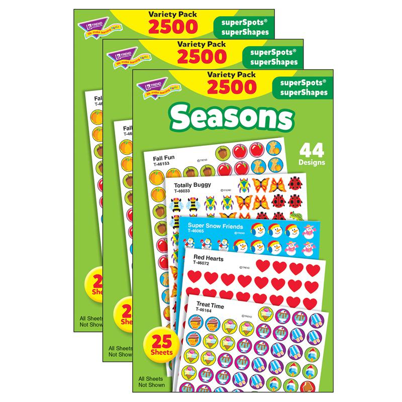 Seasons superSpots/superShapes Variety Pack, 2500 Per Pack, 3 Packs