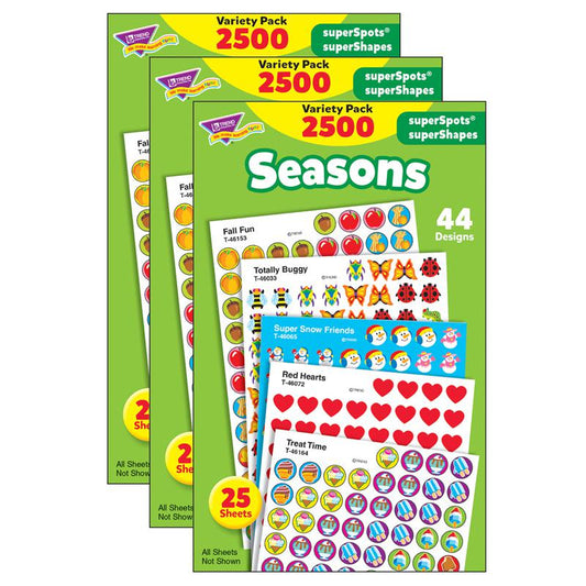 Seasons superSpots/superShapes Variety Pack, 2500 Per Pack, 3 Packs