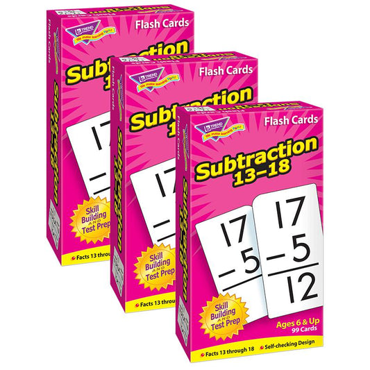 Subtraction 13-18 Skill Drill Flash Cards, 3 Packs