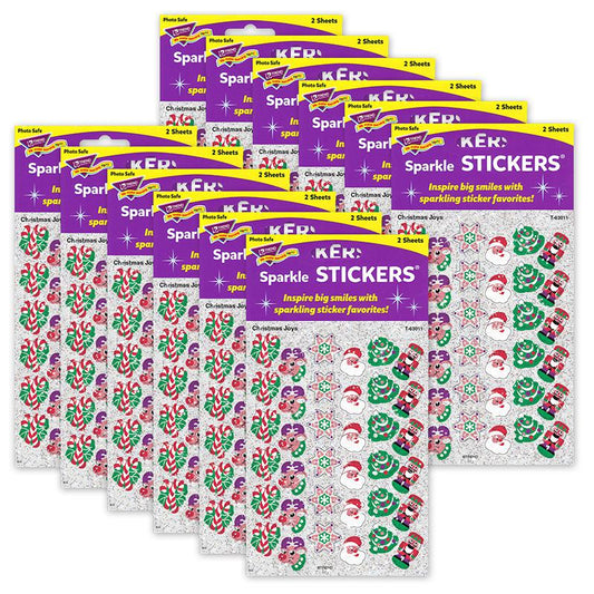 Christmas Joys Sparkle Stickers, 72 Per Pack, 12 Packs