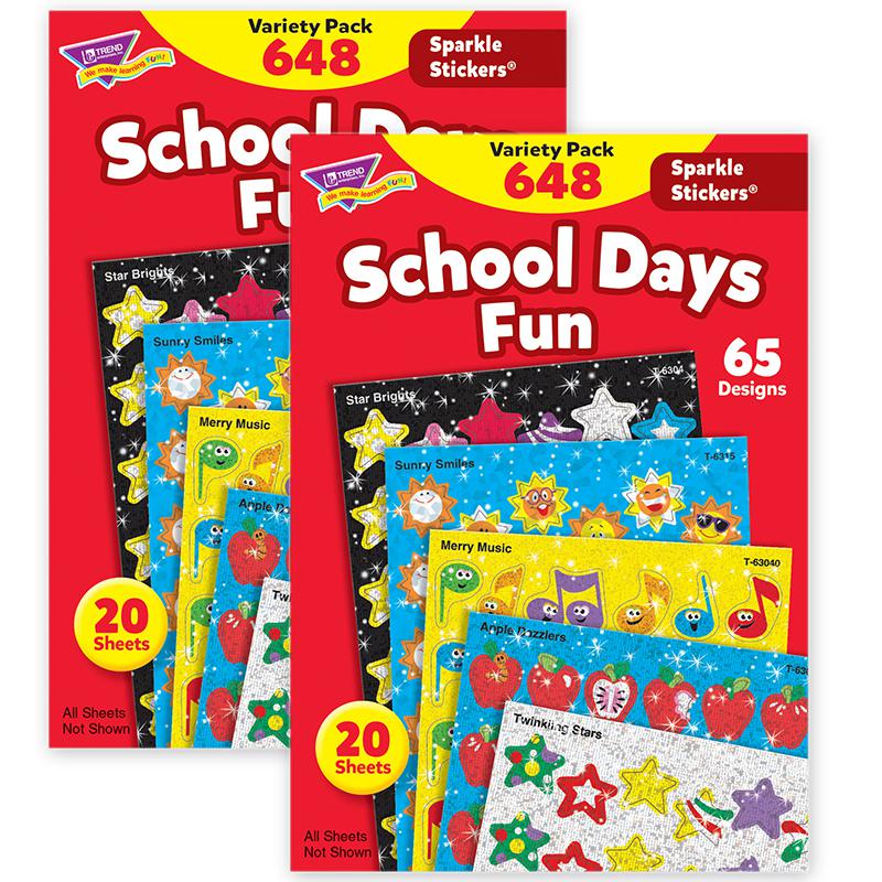 School Days Sparkle Stickers Variety Pack, 2 Packs