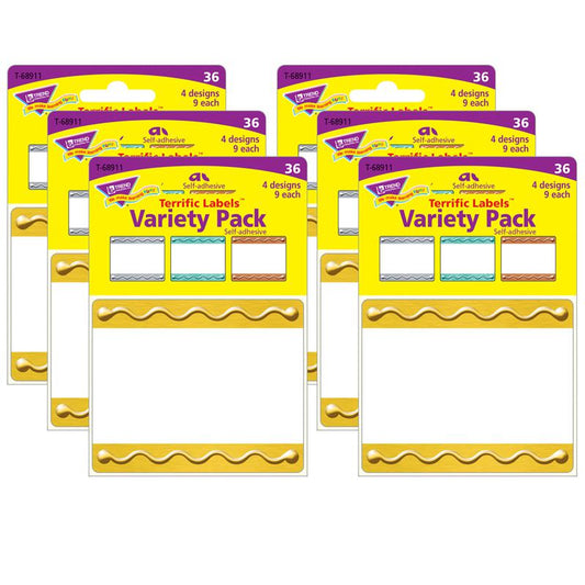 I Love Metal Embossed Terrific Labels Variety Pack, 36 Per Pack, 6 Packs