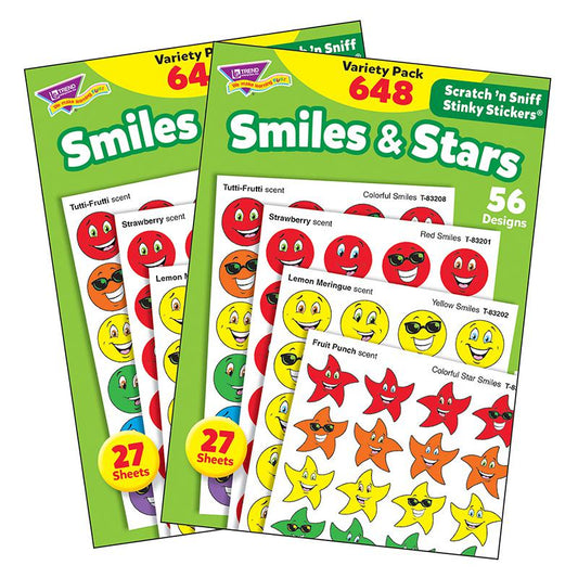 Smiles & Stars Stinky Stickers Variety Pack, 648 Per Pack, 2 Packs