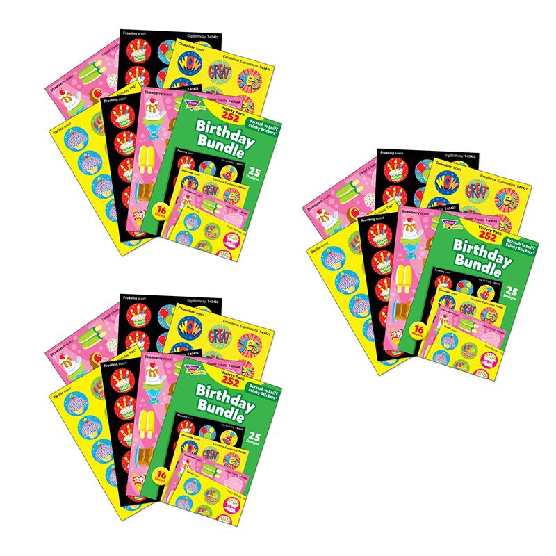 Birthday Bundle Stinky Stickers Variety Pack, 252 Per Pack, 3 Packs