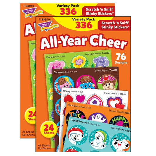 All Year Cheer Stinky Stickers Variety Pack, 336 Count Per Pack, 2 Packs