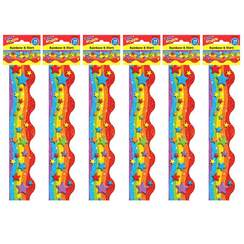 Rainbow & Stars Terrific Trimmers, 39 Feet Per Pack, 6 Packs